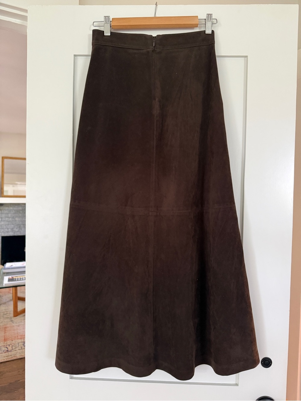 Joe's Jeans Tavi Vegan Dark Brown Suede Maxi Skirt - Picture 2 of 6